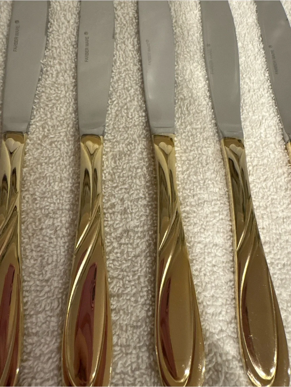Nicole Gold Plated Scroll Handle Set of 12 Farberware Butter Knives